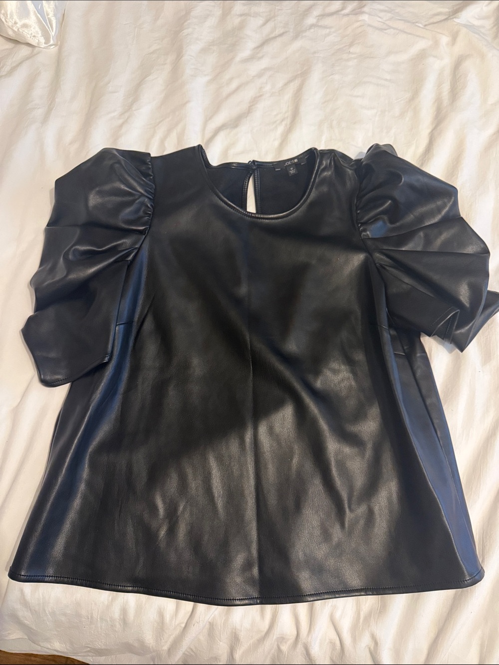 Joe's Jeans Kira Vegan Leather Puff Sleeve Top Size M